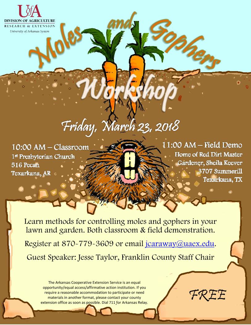 flyer for gopher and mole workshop